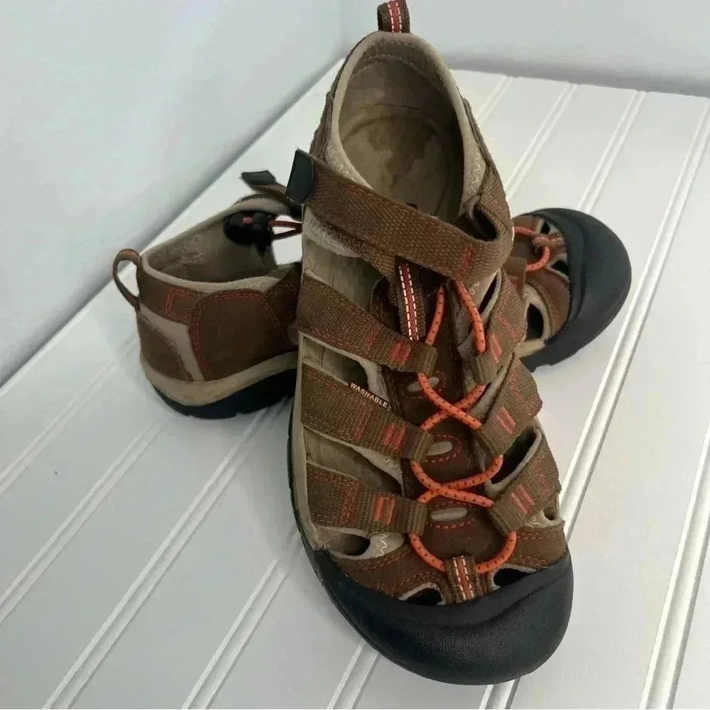 Keen Washable Sandal Big Kid Brown Orange Waterproof Shoes Sz‎ 5